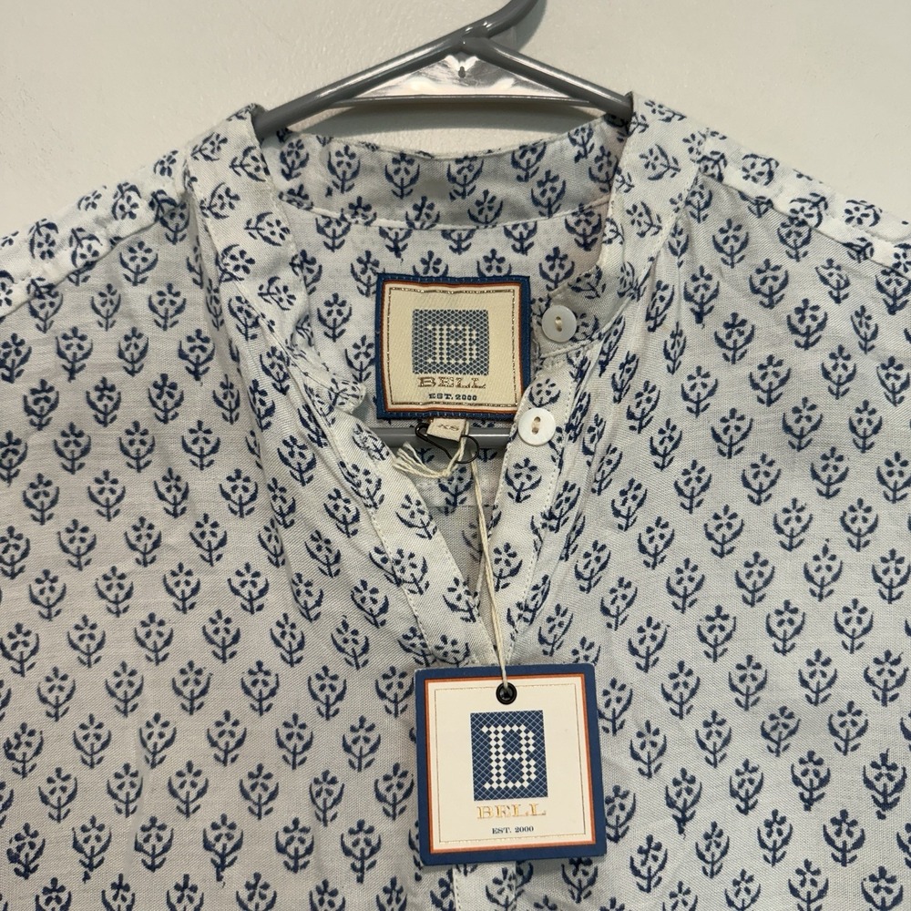 Alicia Bell NWT Popover Flounce Dress in White with Blue Floral Print Size XS - Picture 2 of 7